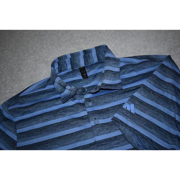 Adidas Golf Polo Shirt Mens Size Large Polyester Performance Blue Striped - Picture 7 of 7